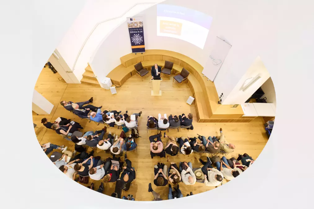 Image shows ariel view of a lecture
